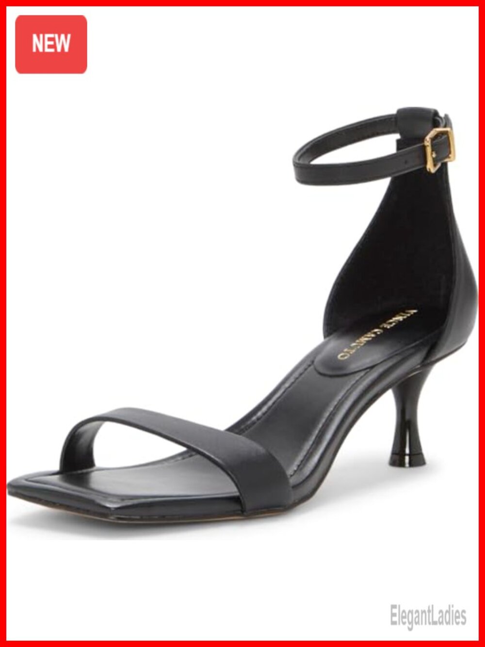 Vince Camuto Vinkely Kitten Heel Sandal Leather Open Square Toe